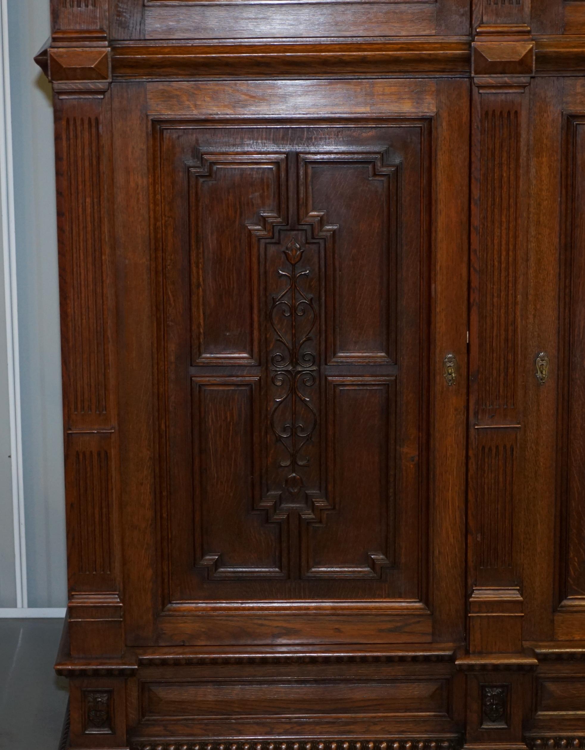 Rare Dutch Stunning 1940s Ornately Hand Carved Cupboard Part Large Office Suite For Sale 4