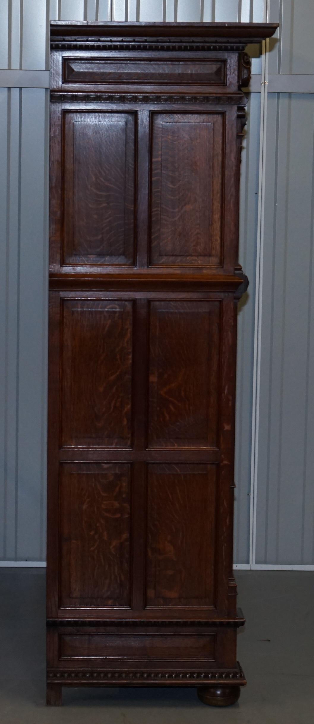 Rare Dutch Stunning 1940s Ornately Hand Carved Cupboard Part Large Office Suite For Sale 6