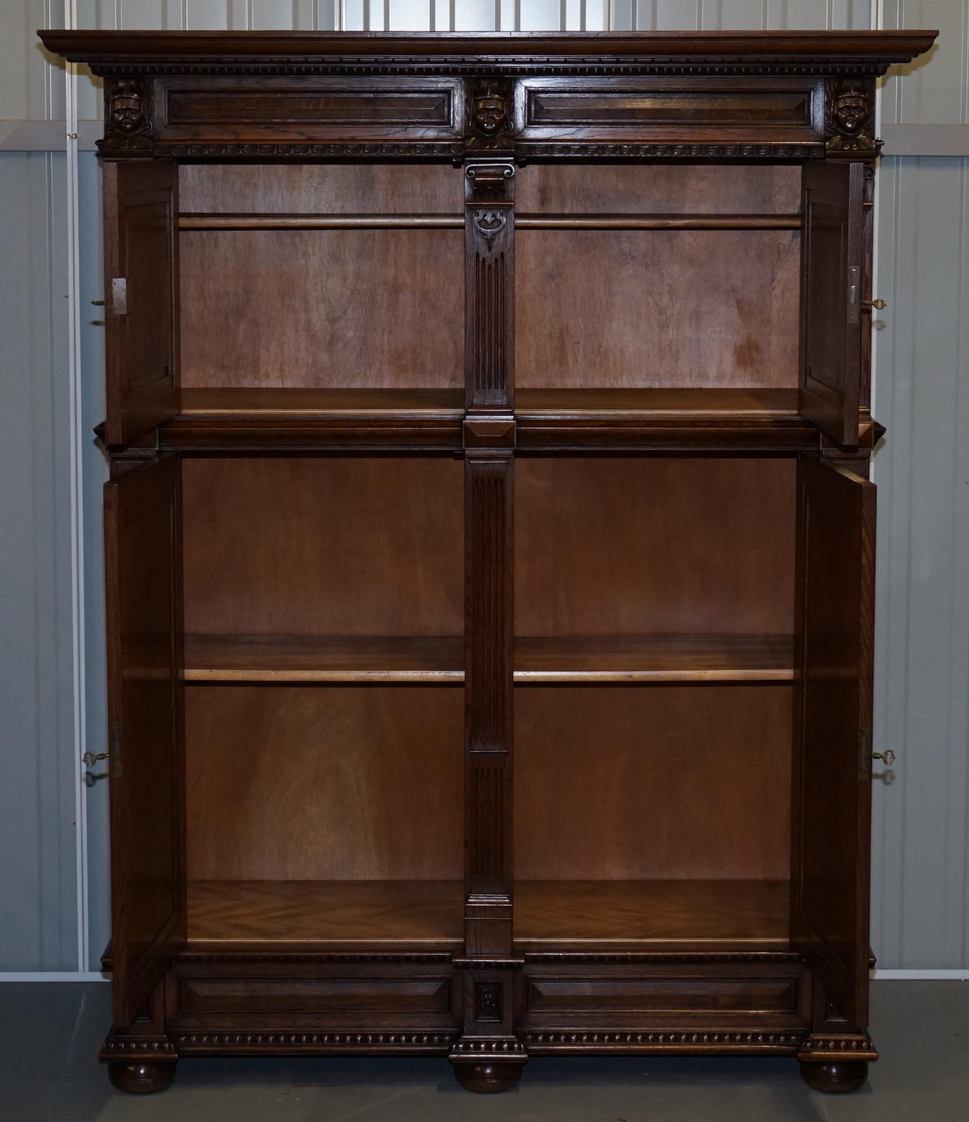 Rare Dutch Stunning 1940s Ornately Hand Carved Cupboard Part Large Office Suite For Sale 8