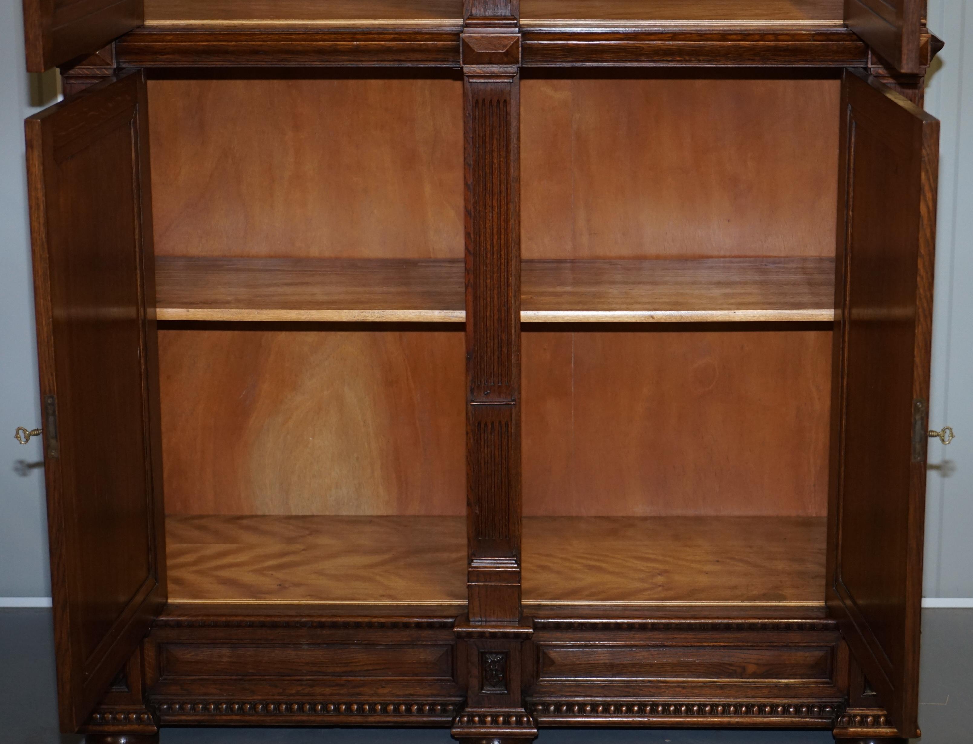 Rare Dutch Stunning 1940s Ornately Hand Carved Cupboard Part Large Office Suite For Sale 9