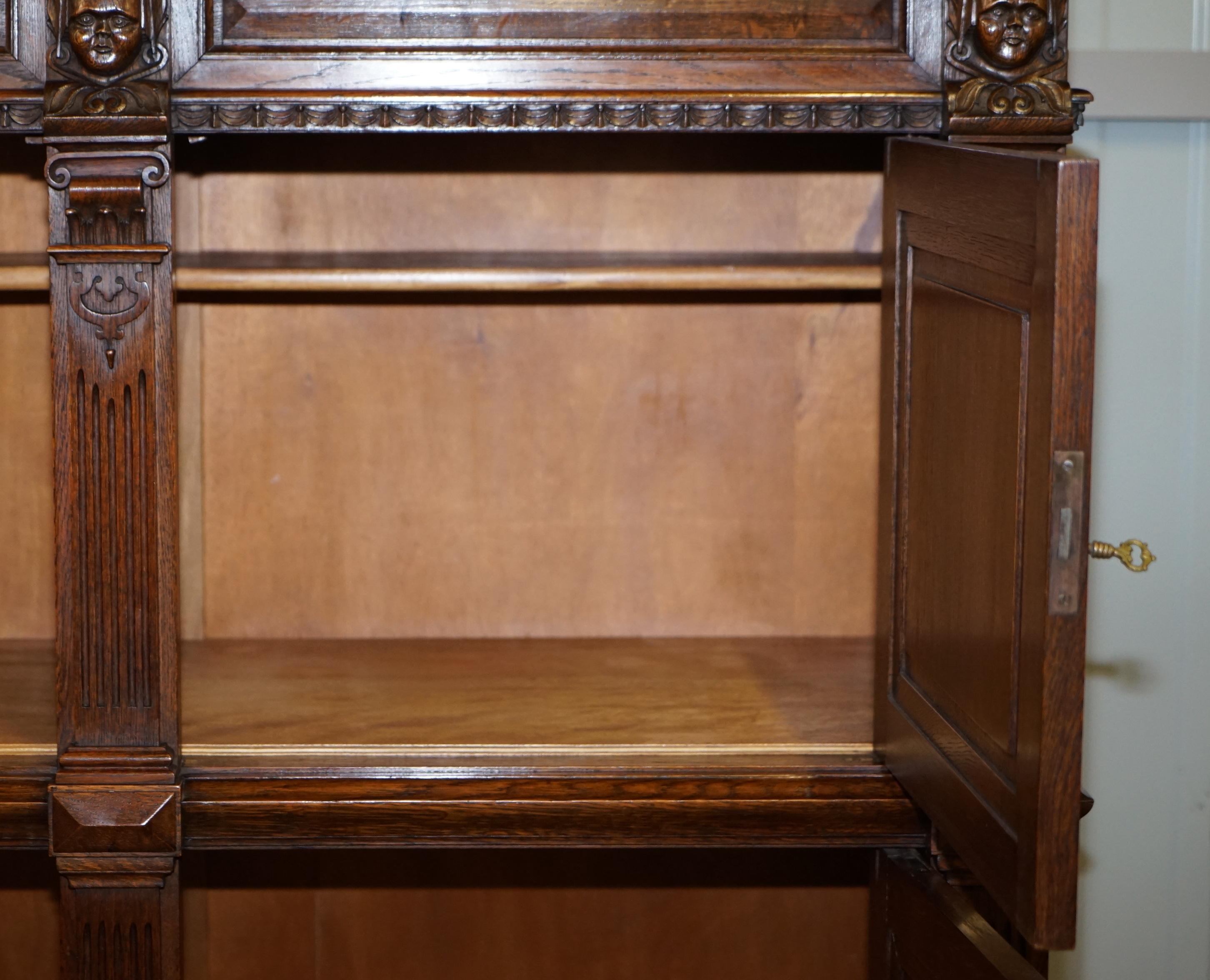 Rare Dutch Stunning 1940s Ornately Hand Carved Cupboard Part Large Office Suite For Sale 12