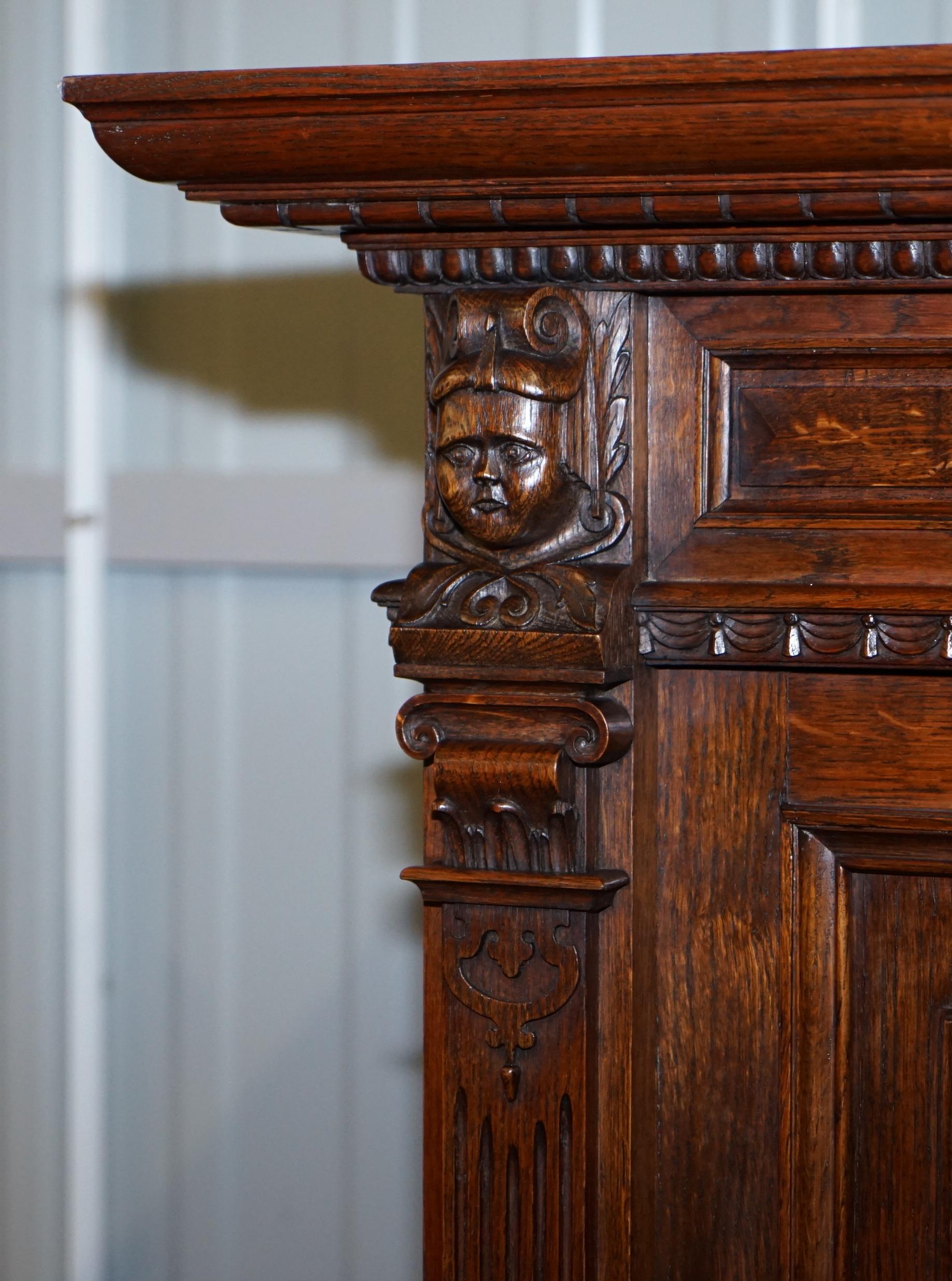 Hand-Crafted Rare Dutch Stunning 1940s Ornately Hand Carved Cupboard Part Large Office Suite For Sale