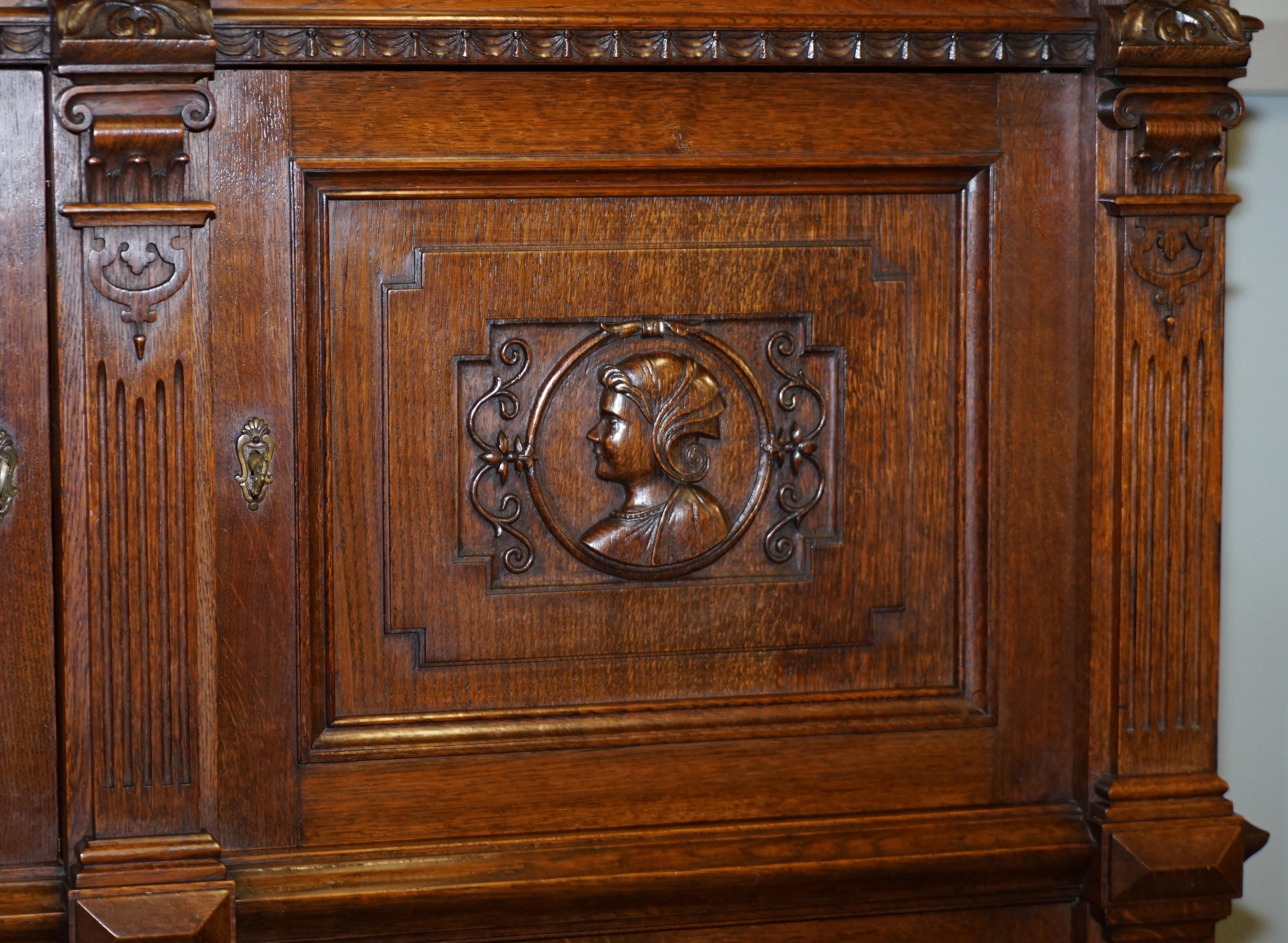 Rare Dutch Stunning 1940s Ornately Hand Carved Cupboard Part Large Office Suite For Sale 1