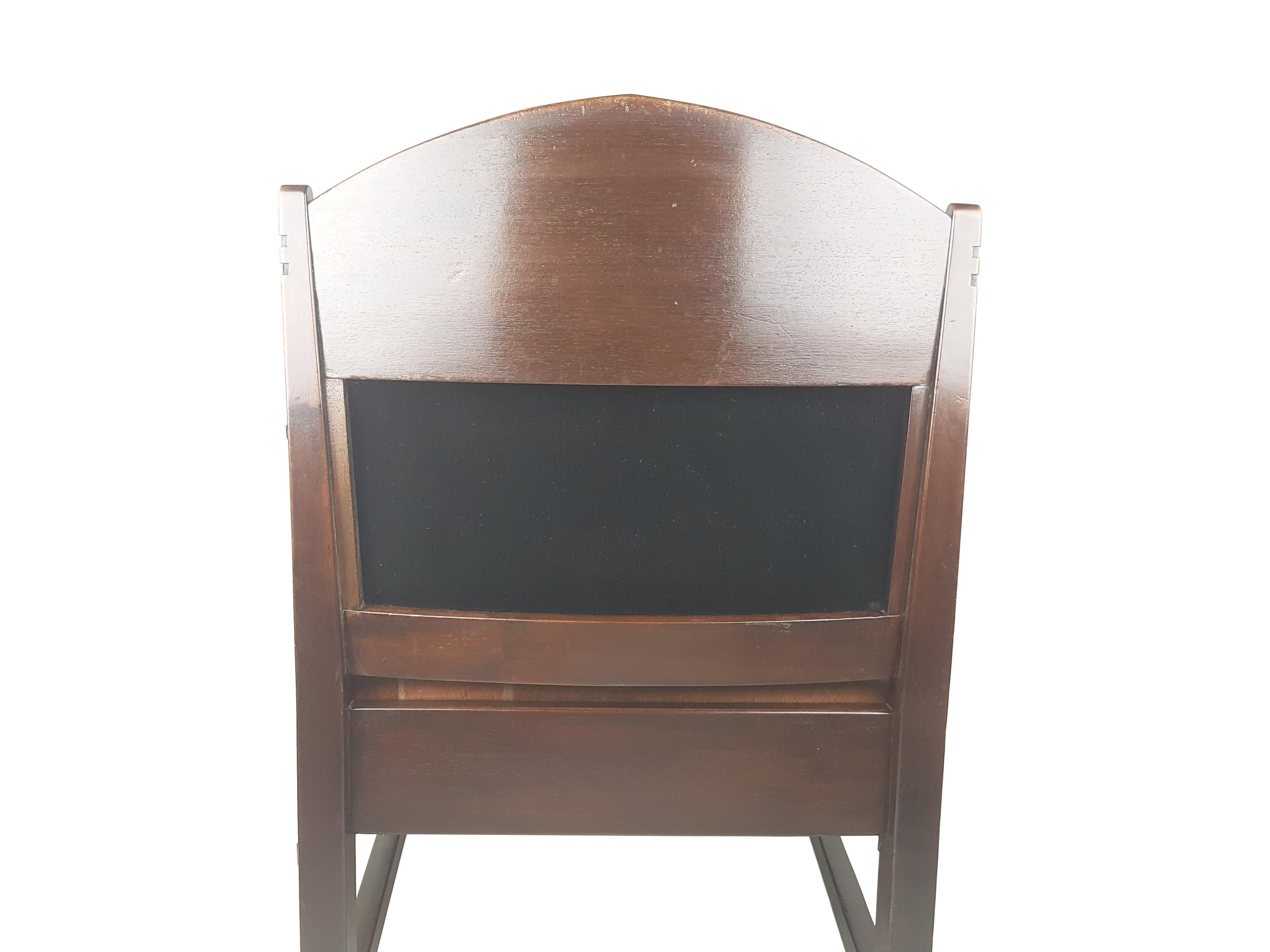 Rare Dutch Velvet & Wood '20s Armchair Attr. to C. Bartels from Amsterdam School For Sale 9