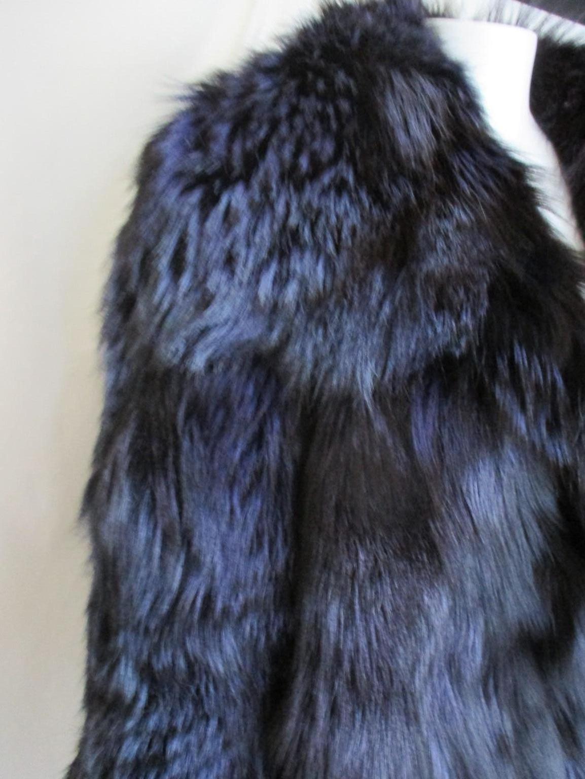 Black Rare dyed Purple Silver Fox Fur coat