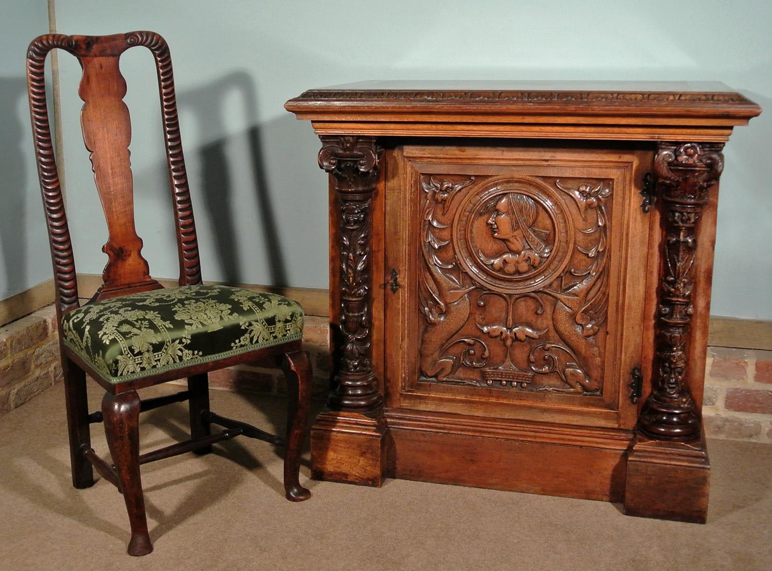 Rare Early 16th Century Carved Romayne Stylised Wyven Panel and Cupboard In Good Condition For Sale In Dallington, East Sussex