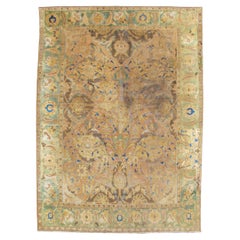 Raro tappeto Isfahan Polonaise dell'inizio del XVII secolo con filettatura in seta e metallo