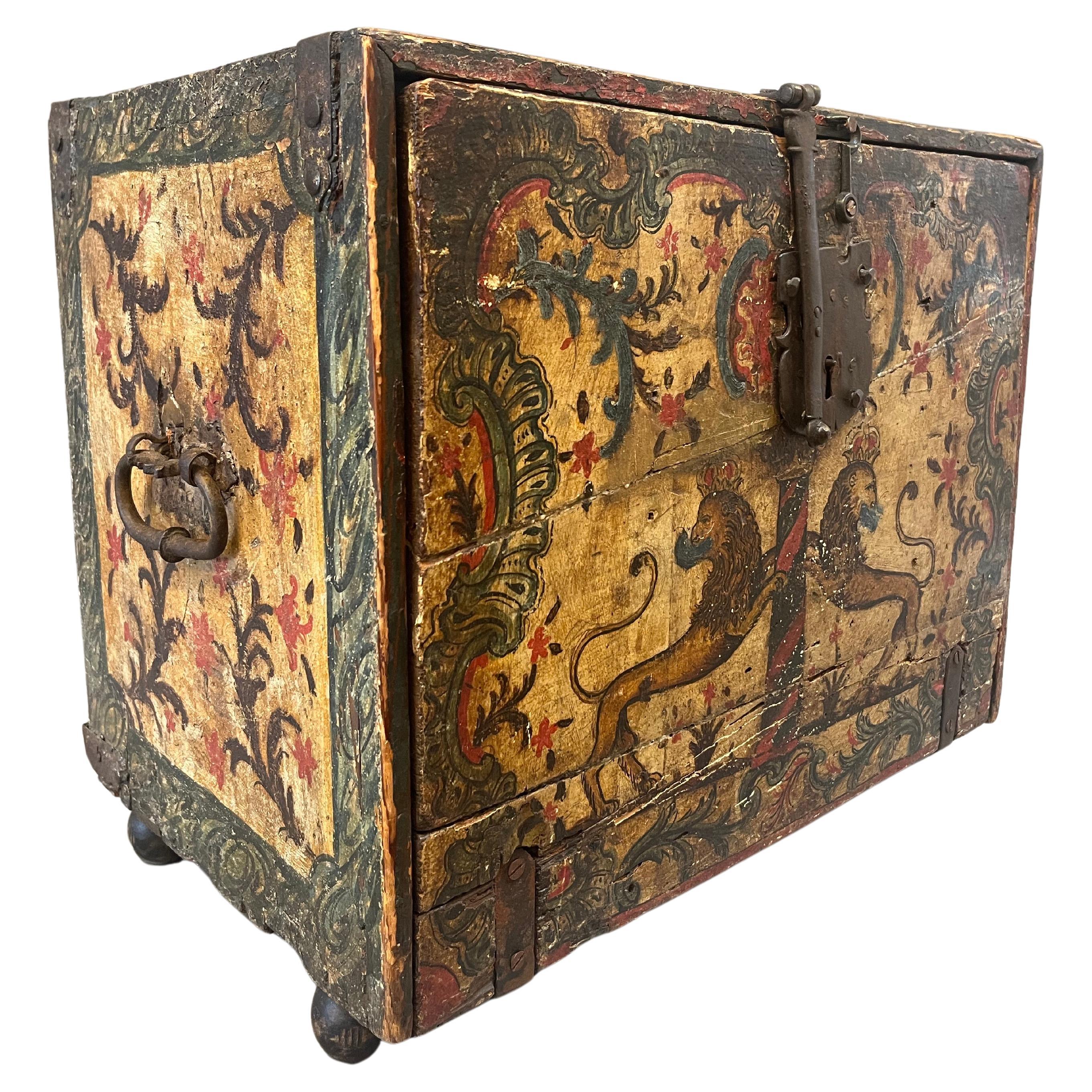 Rare Early 17th Century Portuguese "Fall Front" Miniature Chest