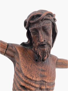 Rare Early 1800s Gorgeous Hand Carved French Wooden Christ