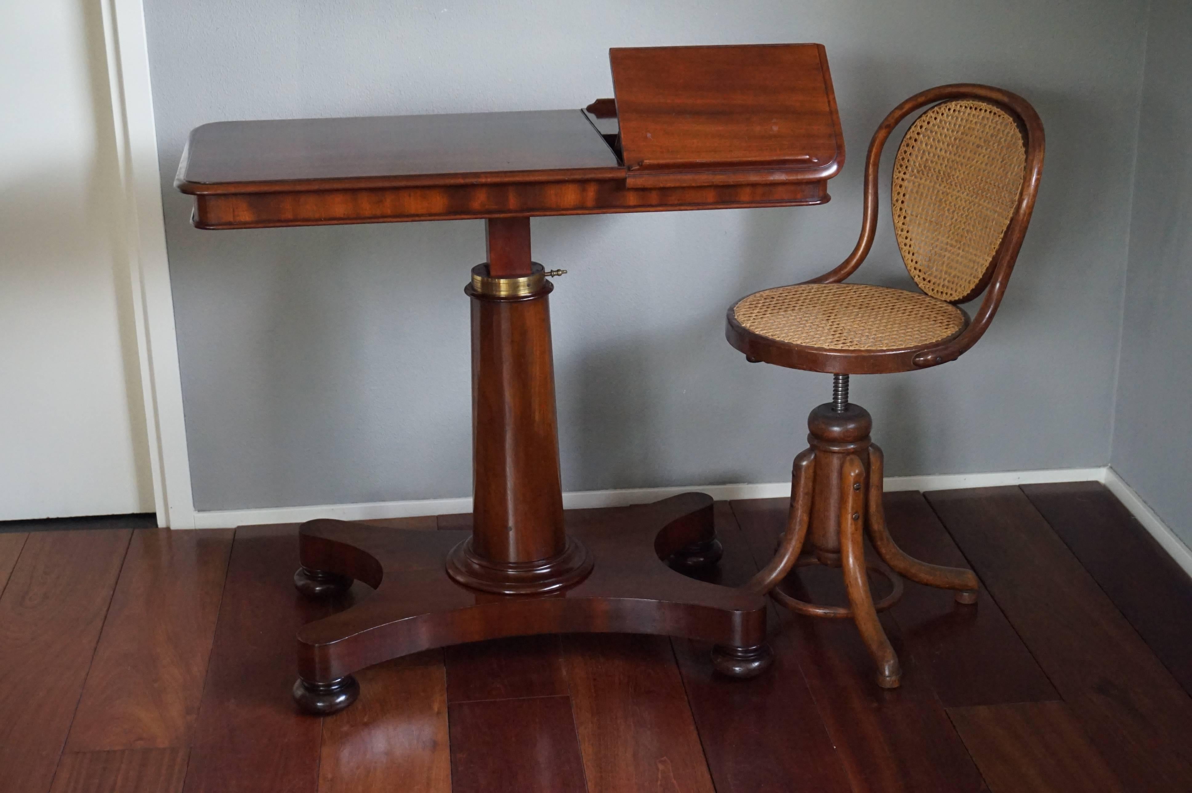 Rare Early 1800s Multi Adjustable Mahogany Georgian Reading Table or Side Table 3