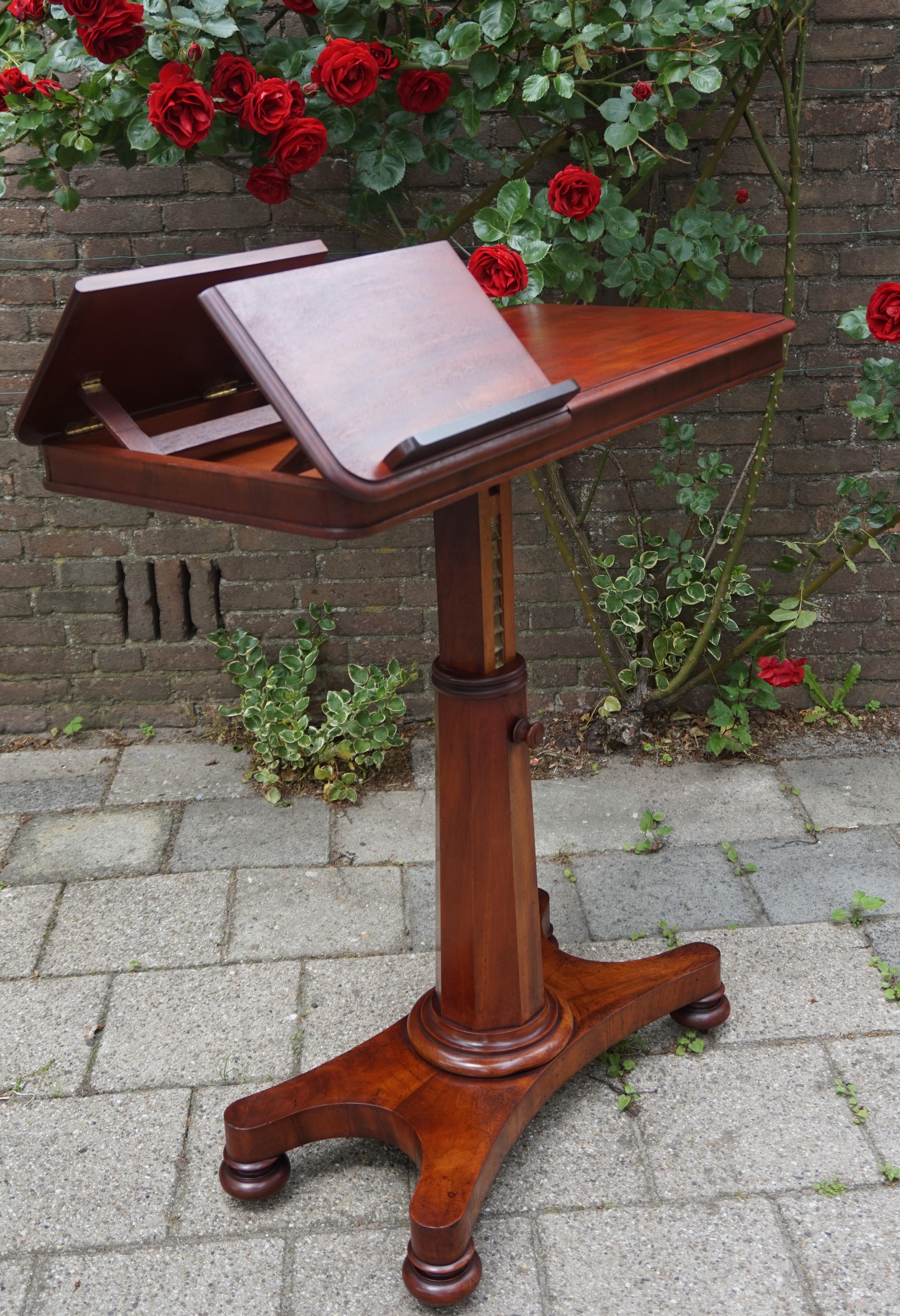 Rare Early 1800s Multi Adjustable Mahogany Georgian Reading Table or Side Table 3
