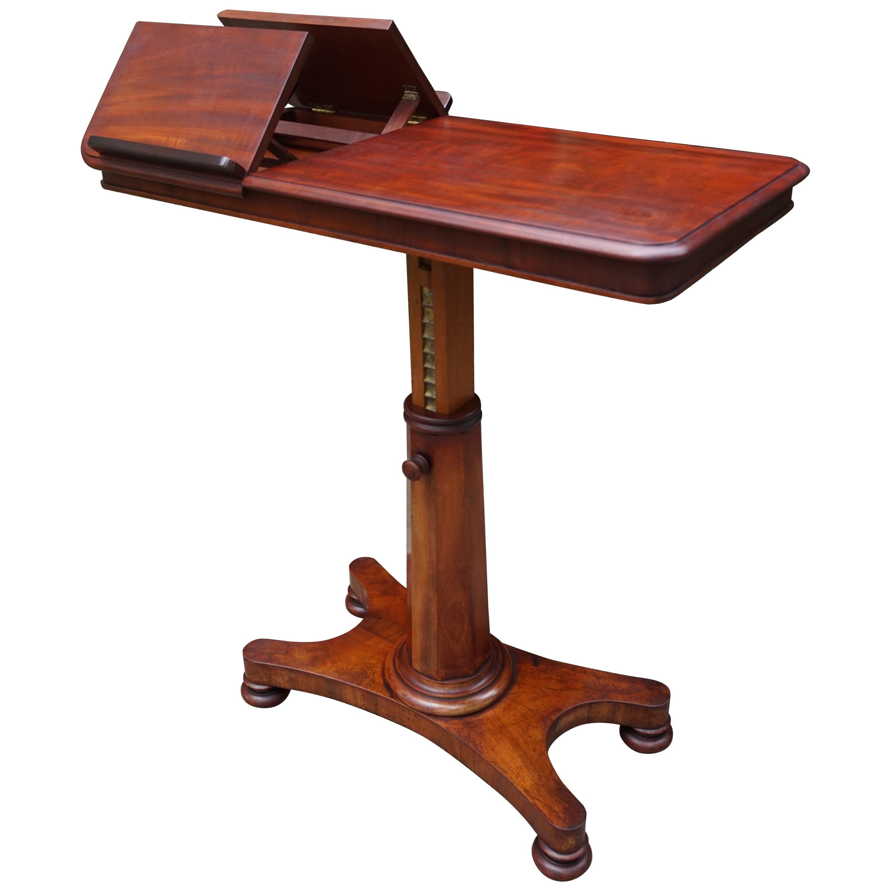 Rare Early 1800s Multi Adjustable Mahogany Georgian Reading Table or Side Table