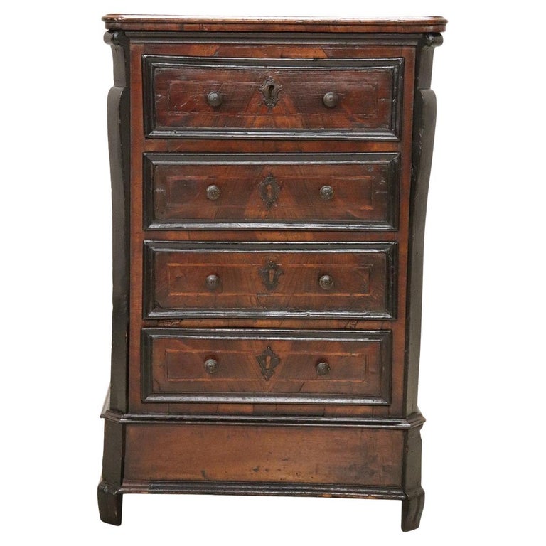 Rare Early 18th Century Italian Walnut Antique Small Chest of Drawers ...