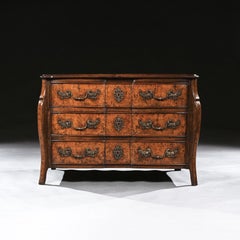 Rare Early 18th Century Louis XV Provincial Burr Elm Mazarin Commode