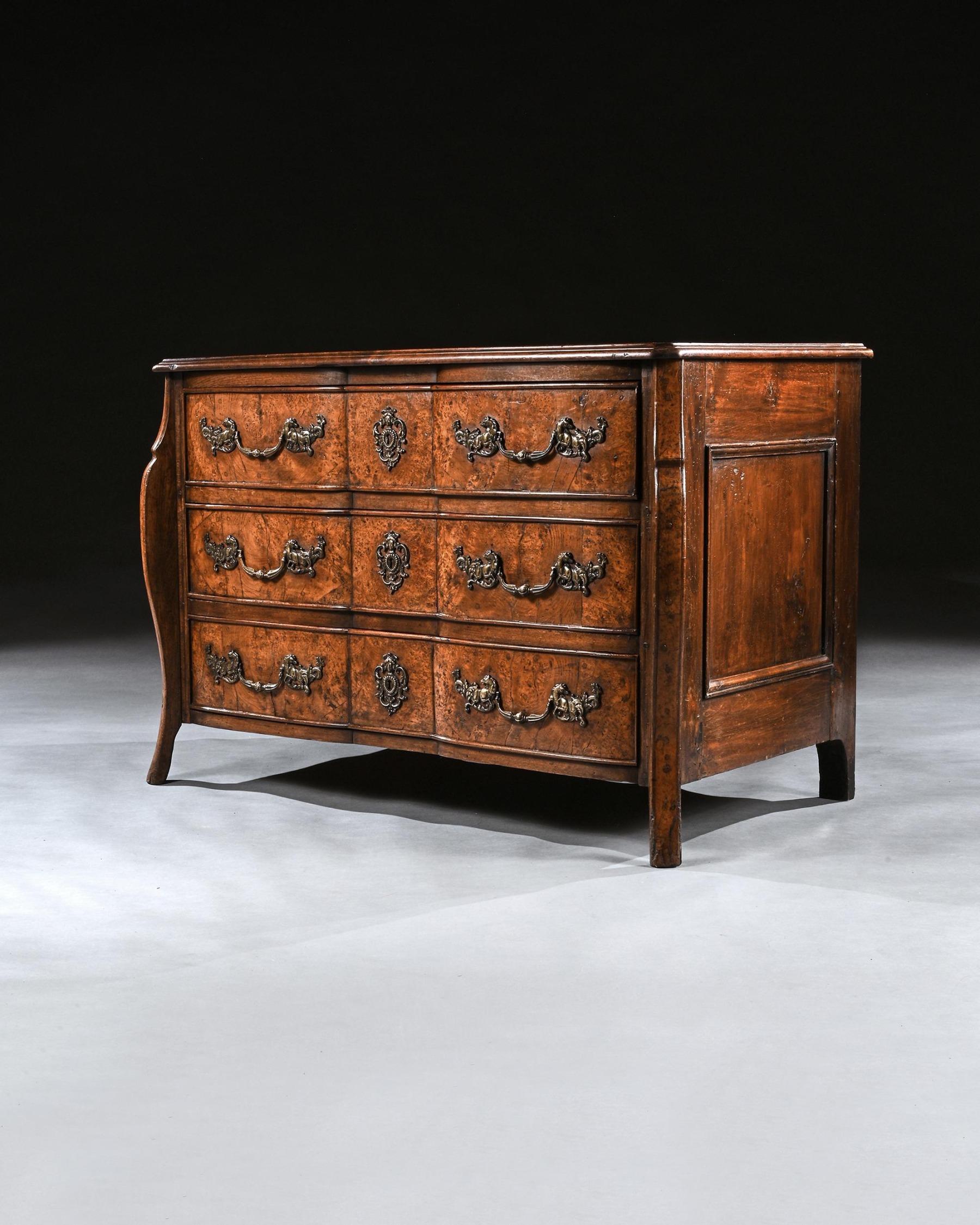 Rare Early 18th Century Louis XV Provincial Burr Elm Mazarin Commode For Sale 2