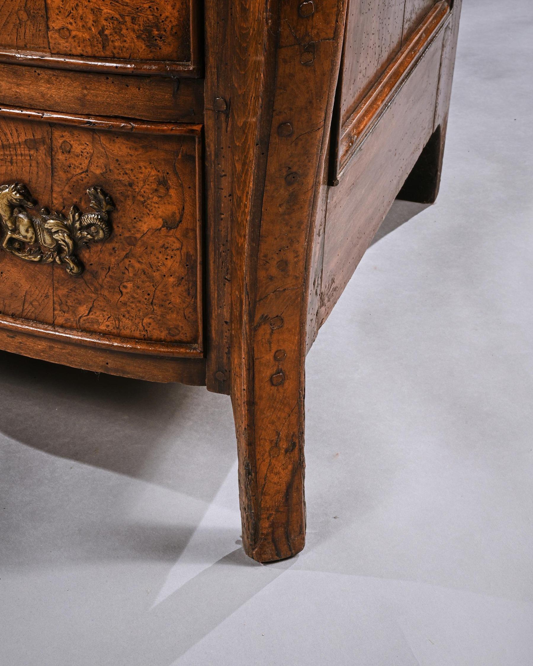 Rare Early 18th Century Louis XV Provincial Burr Elm Mazarin Commode For Sale 5