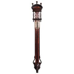 Antique Rare Early 18th Century Queen Anne Walnut Stick Barometer, Circa 1705-1710