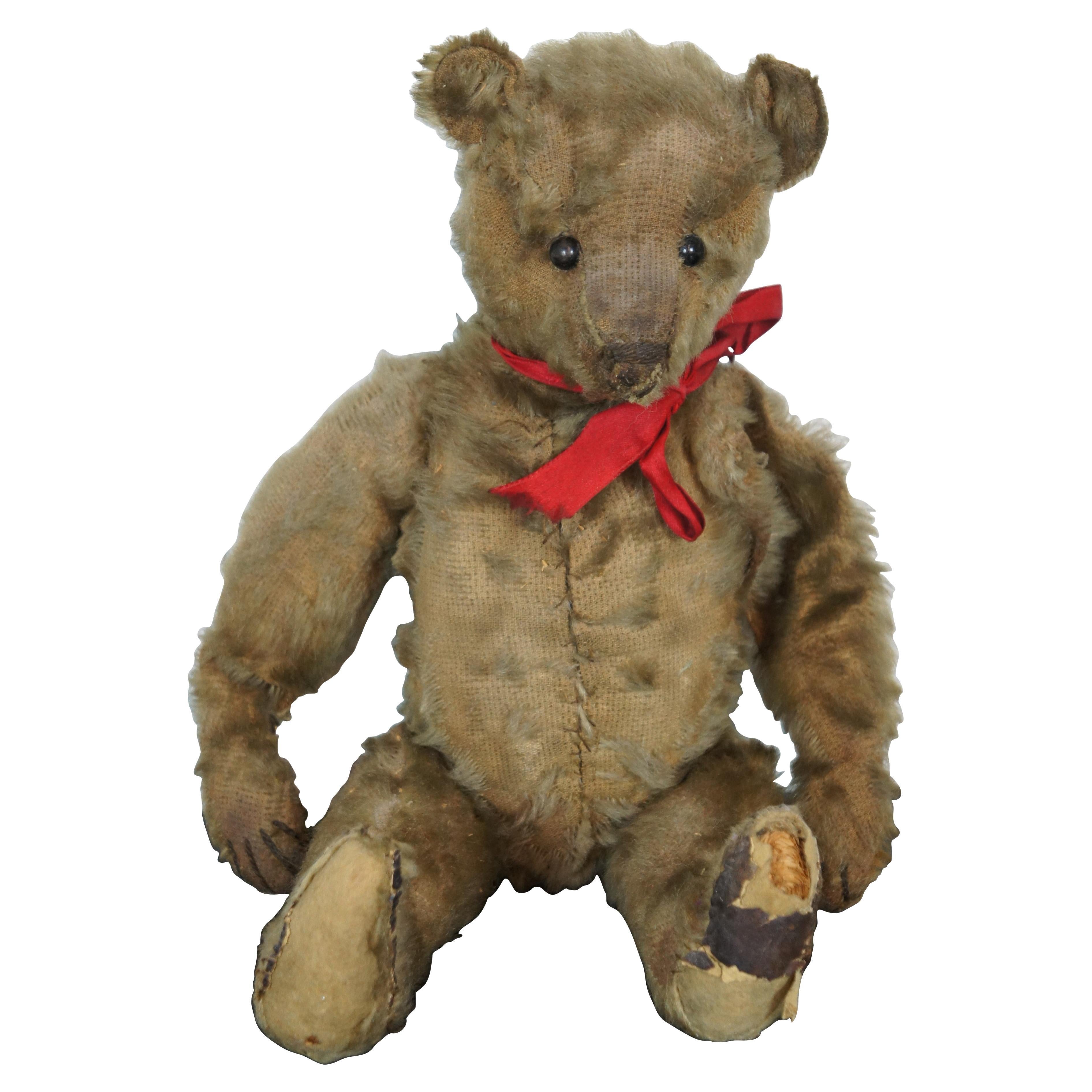 Rare Early 1900s Antique Steiff Hunchback German Teddy Bear Mohair Straw  Leather For Sale at 1stDibs