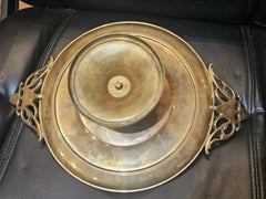 Rare Early 1900'S Bronze Tazza Centerpiece With Faces of Versace and Cherubs
