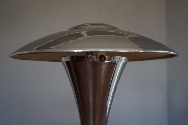 Hand-Crafted Rare Early 1900s Chrome Art Deco Table or Desk Lamp with Adjustable Shade For Sale