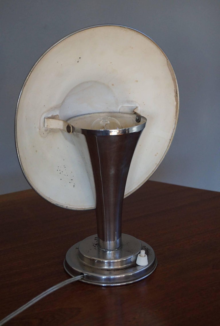 20th Century Rare Early 1900s Chrome Art Deco Table or Desk Lamp with Adjustable Shade For Sale