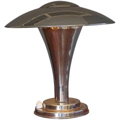 Rare Early 1900s Chrome Art Deco Table or Desk Lamp with Adjustable Shade