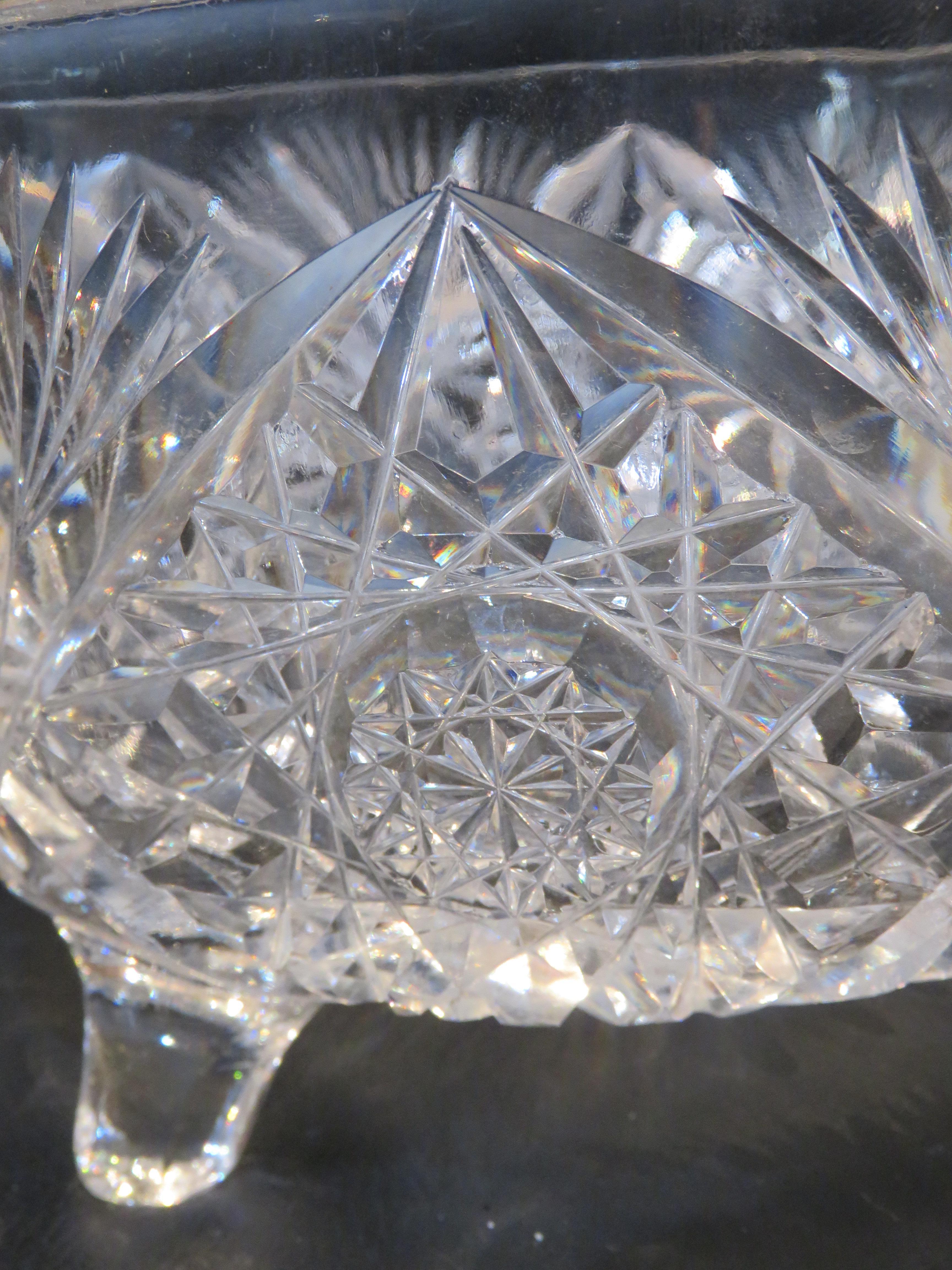 RARO Cuenco de Cristal Dorflinger de principios del siglo XX tallado a mano y grabado con detalle en venta 1