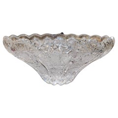 RARE Early 1900s Handcut Heavy Etched Queens Lace Detailed Crystal Bowl