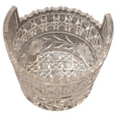 RARE Early 1900s Handcut Heavy Etched Queens Lace Detailed Crystal Ice Bucket