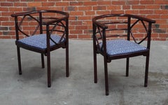 Rare & Early 1900's Pair of Josef Hoffmann Fledermaus Armchairs by J & J Kohn
