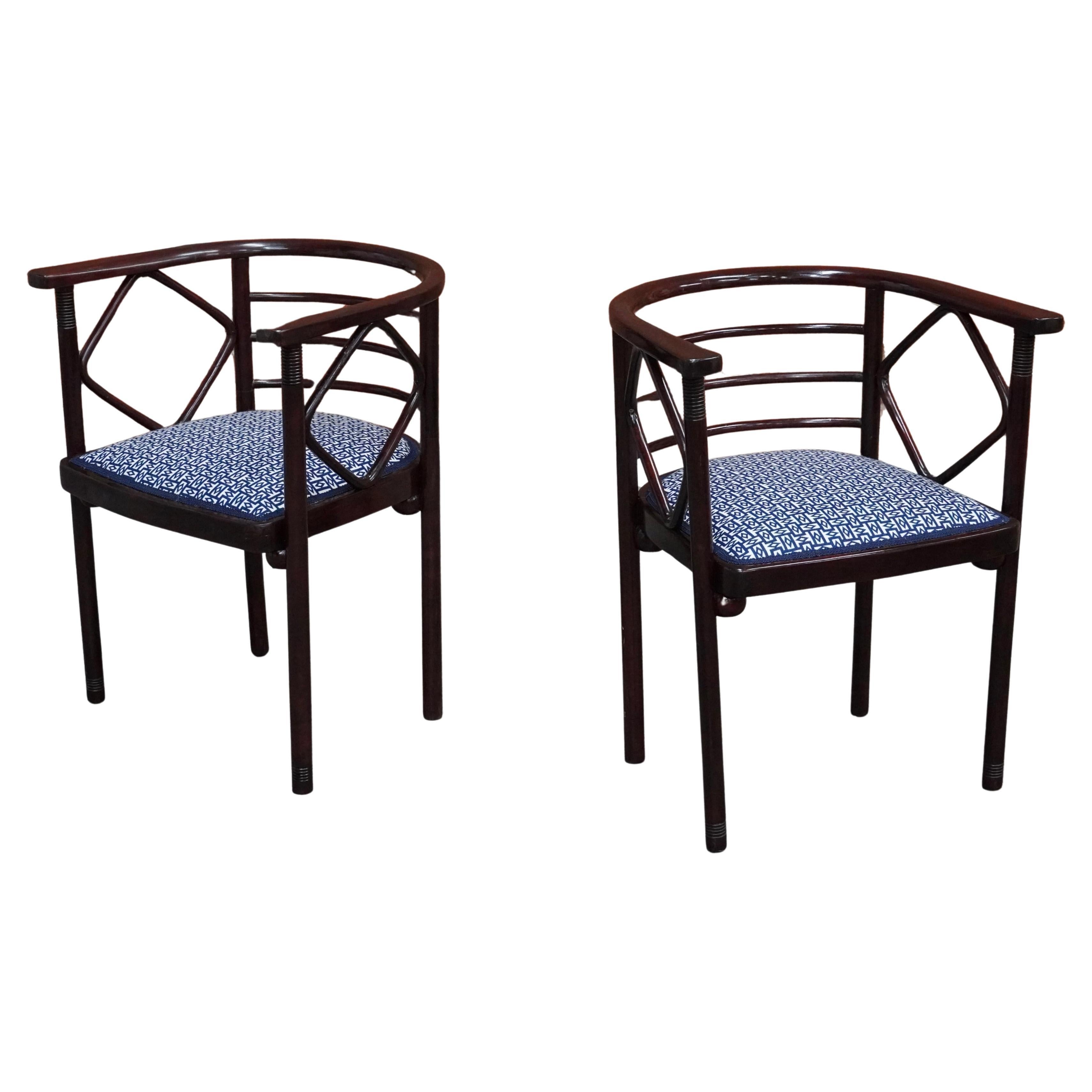 Rare 
Early 1900
s Pair of Josef Hoffmann Fledermaus Armchairs by J 
J Kohn im Angebot