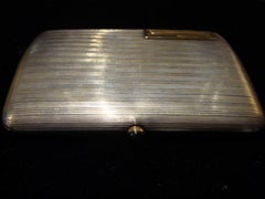 Rare Early 1900s Sterling Silver European Sapphire Cabochon Cigarette Case