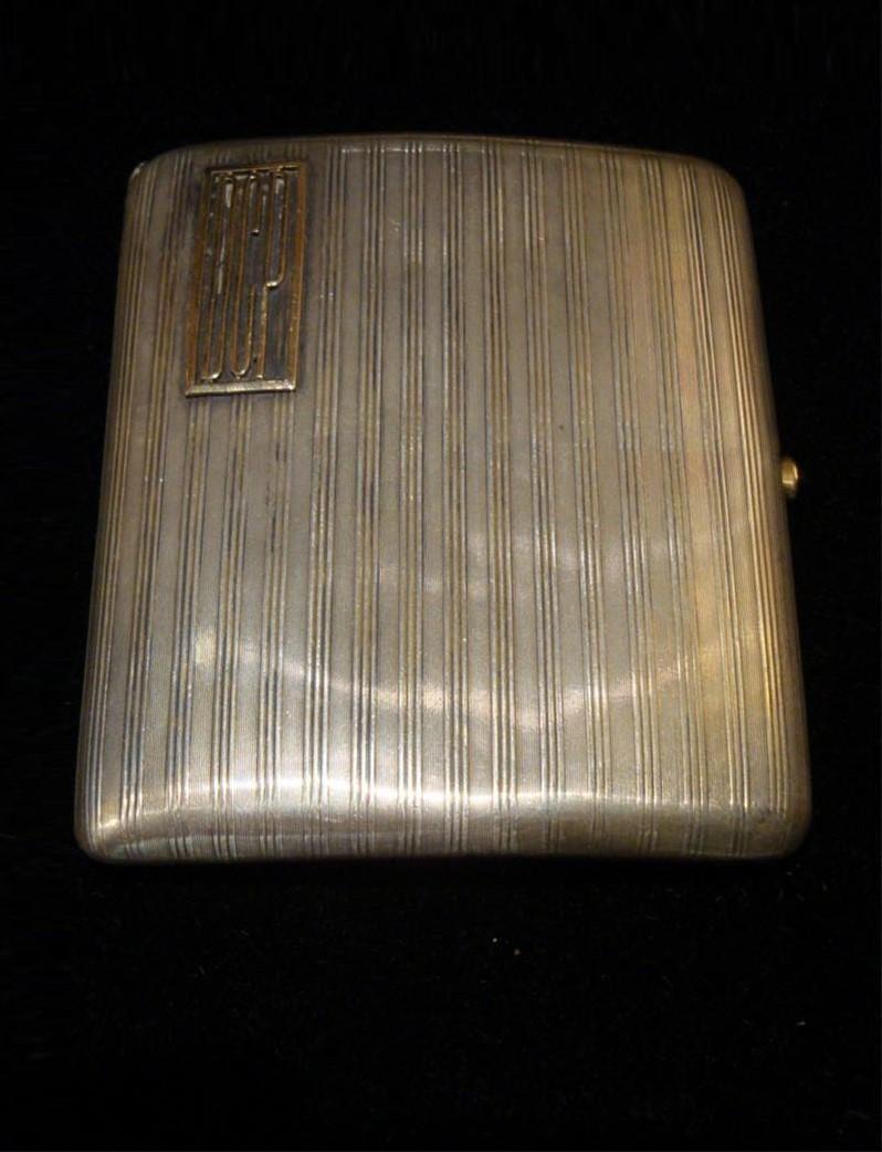  Rare Early 1900s Sterling Silver European Sapphire Cabochon Cigarette Case In Good Condition For Sale In New York, NY