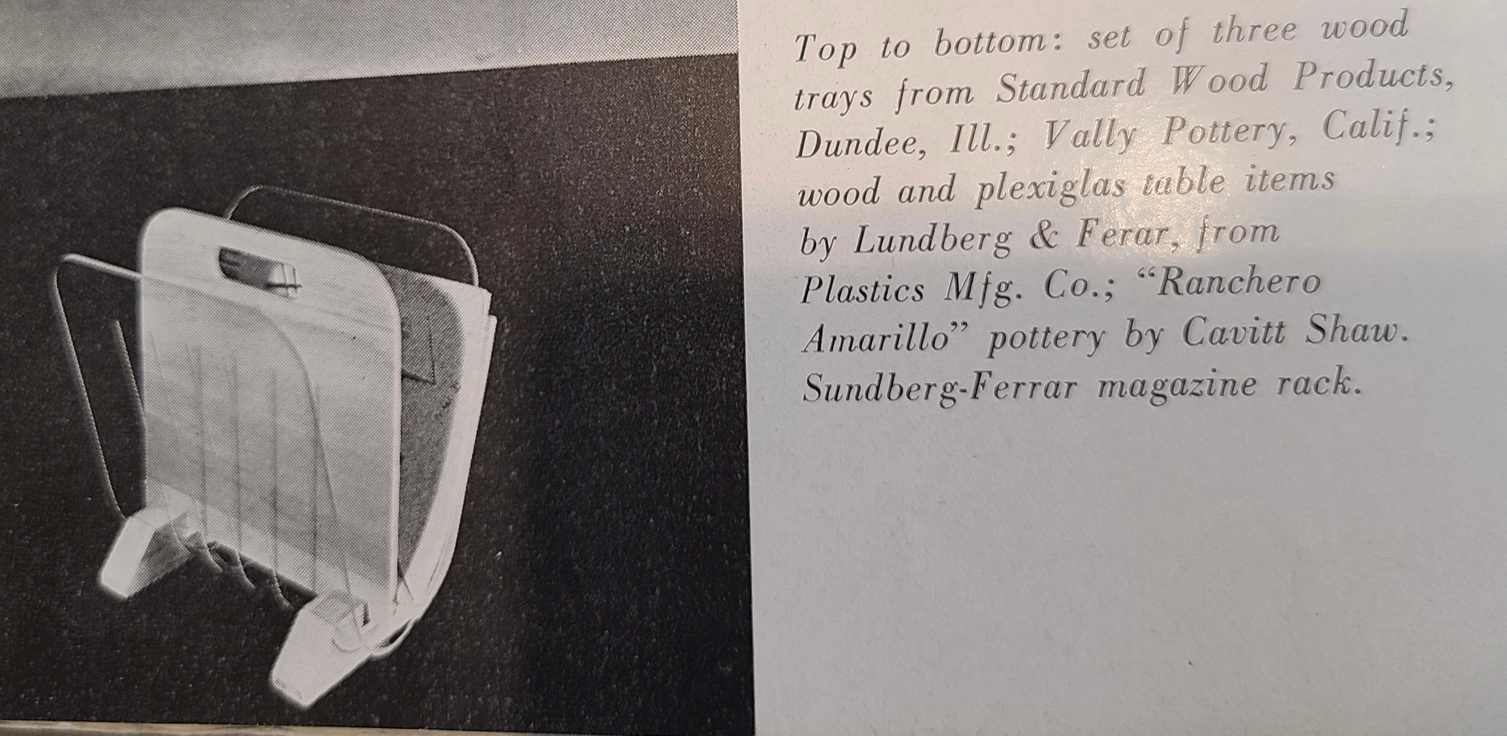 Rare Early 1946 Architectural Modern Sundar & Ferar Magazine Holder Lucite For Sale 15