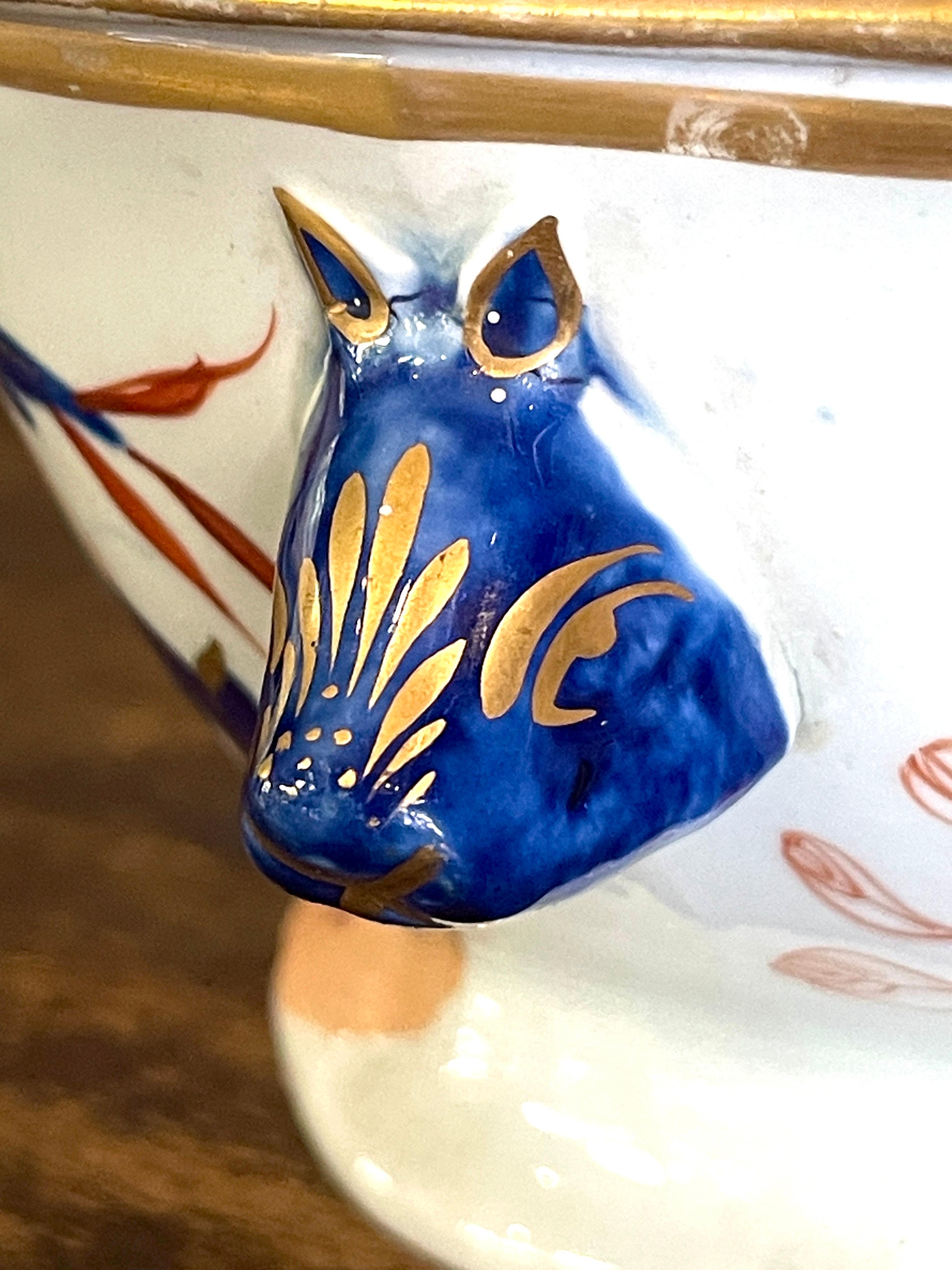 Seltene englische Mason's Ironstone „Oyster-Muster“ Imari-Soßenterrine aus dem frühen 19. Jahrhundert (Handgefertigt) im Angebot