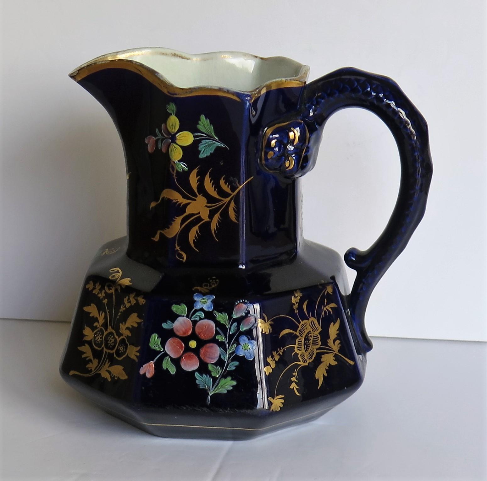 This is a rare ironstone jug or pitcher in the Hydra Shape finely hand decorated and made by Zachariah Boyle of Hanley and Stoke, England, circa 1830.

Pieces by this manufacturer are rare, particularly with the impressed mark.

The jug has an