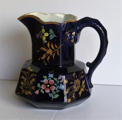 Rare Early 19th Century Ironstone Jug or Pitcher, Zachariah Boyle Hand Enamelled