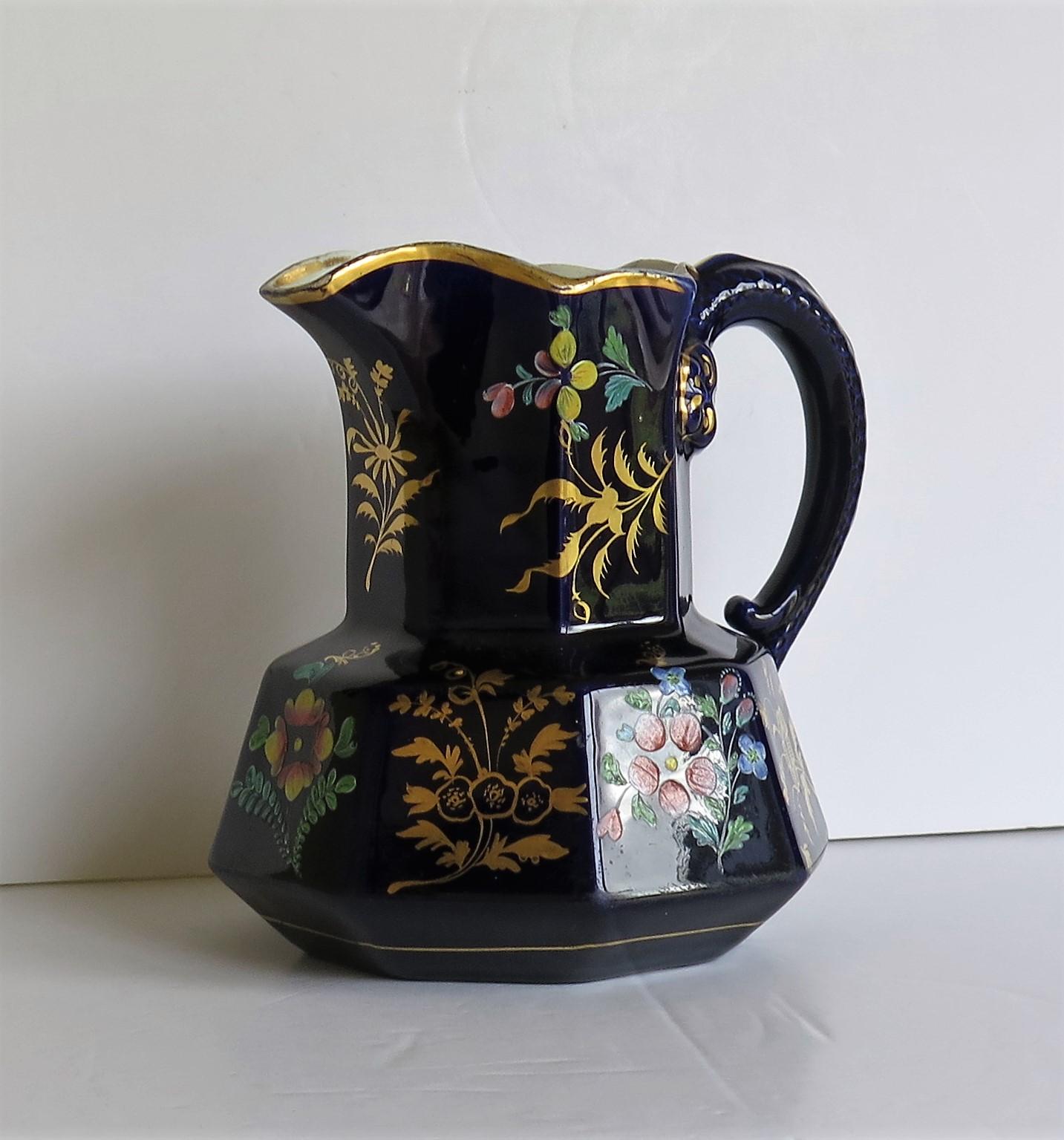 George IV Rare Early 19th Century Ironstone Jug or Pitcher, Zachariah Boyle Hand Enamelled