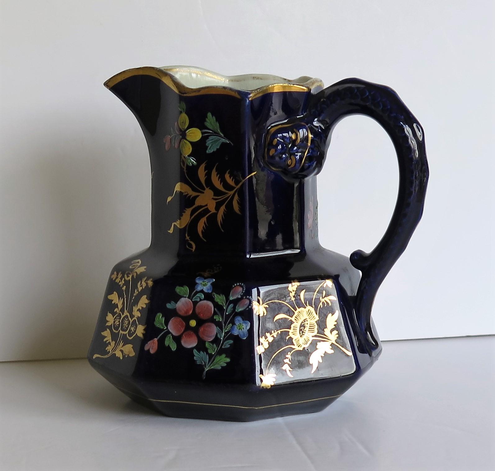 Hand-Painted Rare Early 19th Century Ironstone Jug or Pitcher, Zachariah Boyle Hand Enamelled