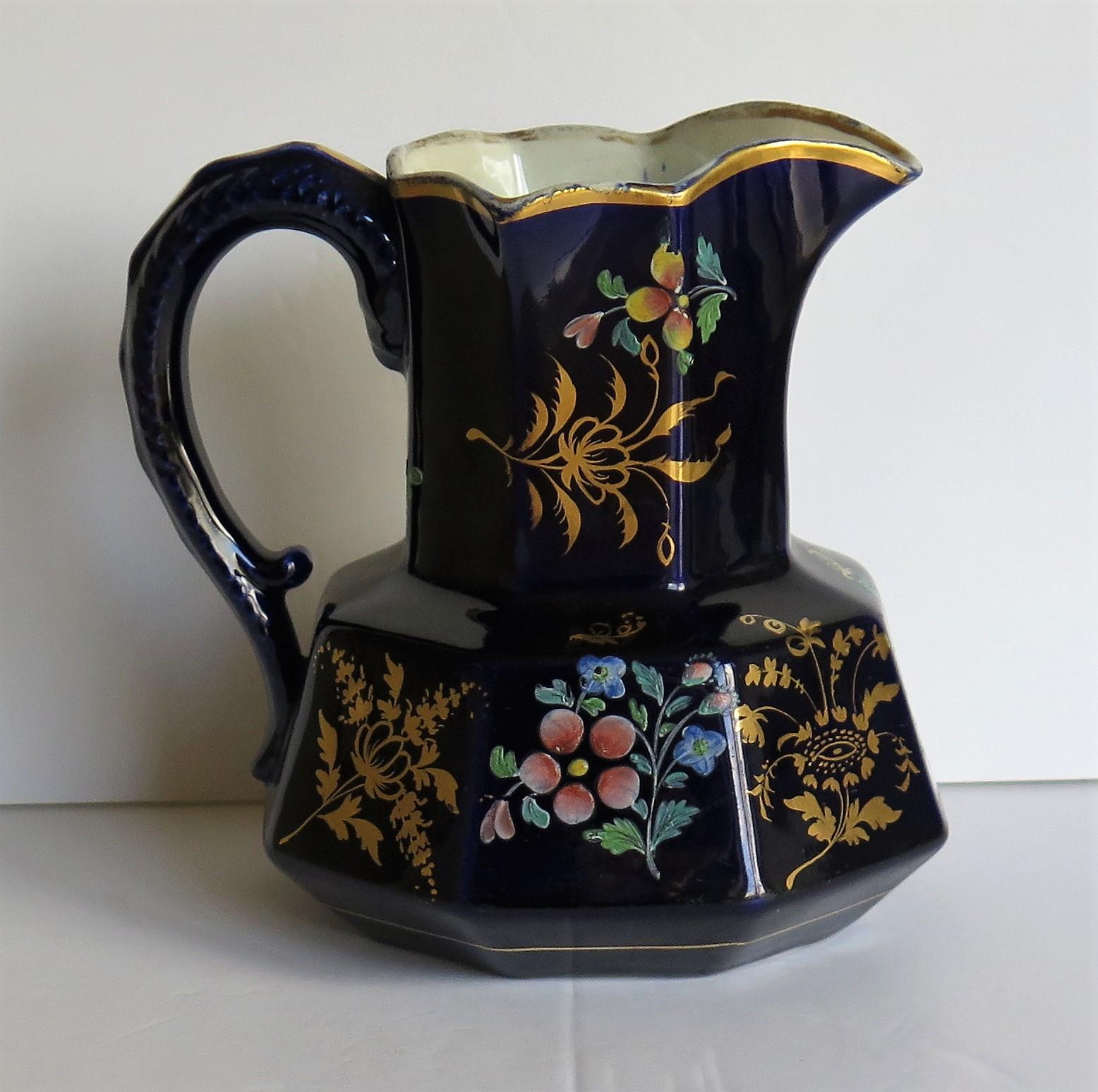 Rare Early 19th Century Ironstone Jug or Pitcher, Zachariah Boyle Hand Enamelled In Good Condition In Lincoln, Lincolnshire