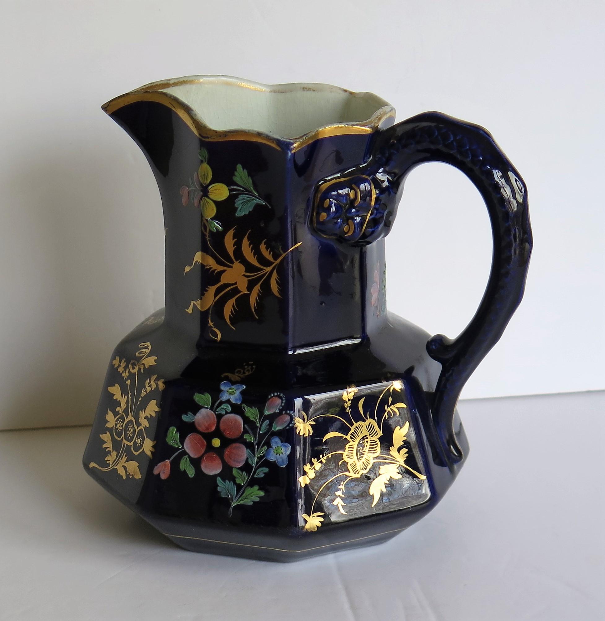 Rare Early 19th Century Ironstone Jug or Pitcher, Zachariah Boyle Hand Enamelled 1