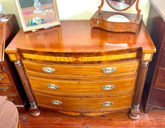 Rare early 19th century American Late Empire inlaid mahogany Bowfront Chest
