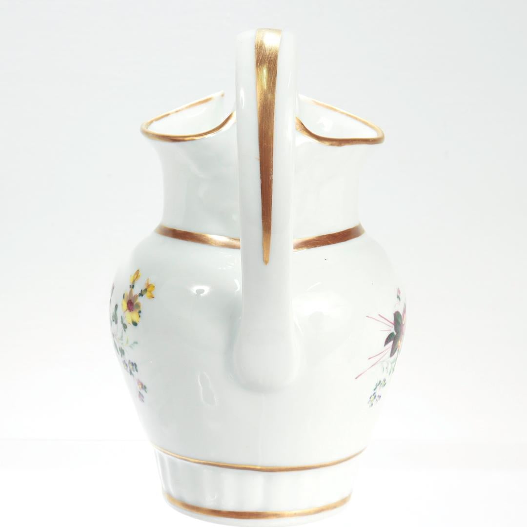 Hand-Painted Rare Early 19th Century American Porcelain Pitcher by Tucker & Hemphill For Sale