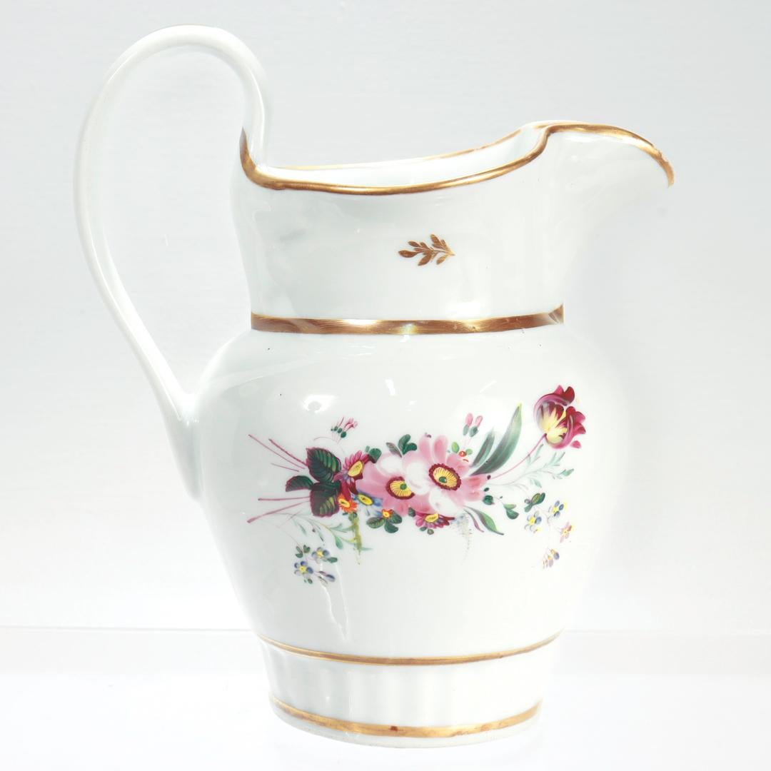 Peint à la main Rare pichet en porcelaine américaine du début du 19e siècle par Tucker and Hemphill en vente