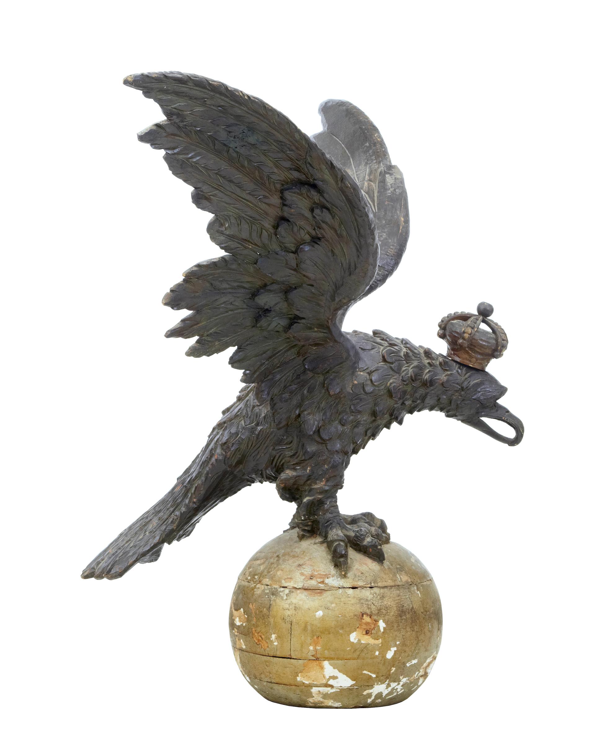 German Rare Early 19th Century Carved Hapsburg Decorative Eagle