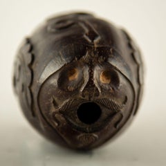 Rare Early 19th-Century French Colonial Carved Coconut "Bugbear" with Serpent