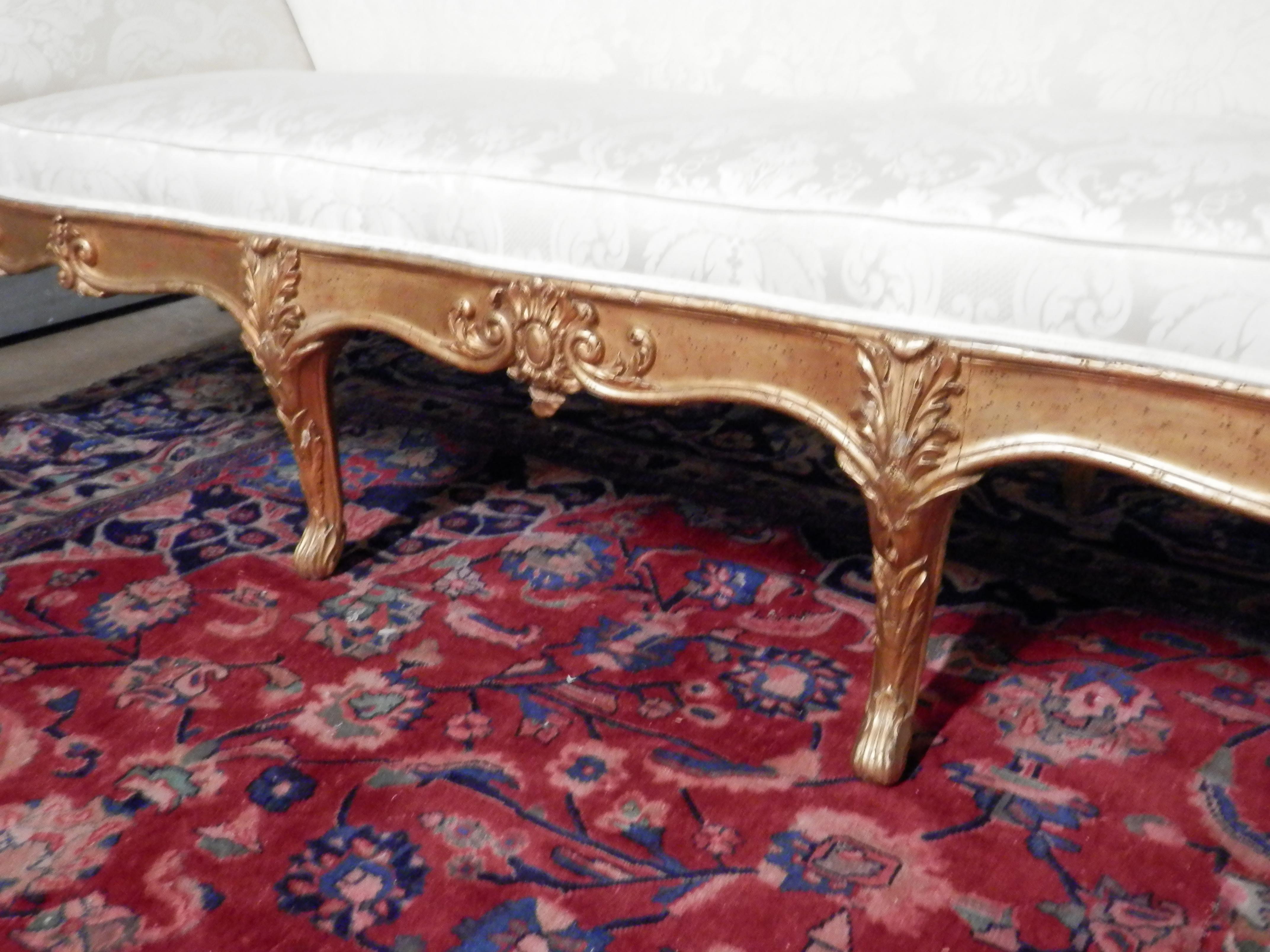 Giltwood Rare Early 19th Century Italian Louis XV Gilt Carved Sofa