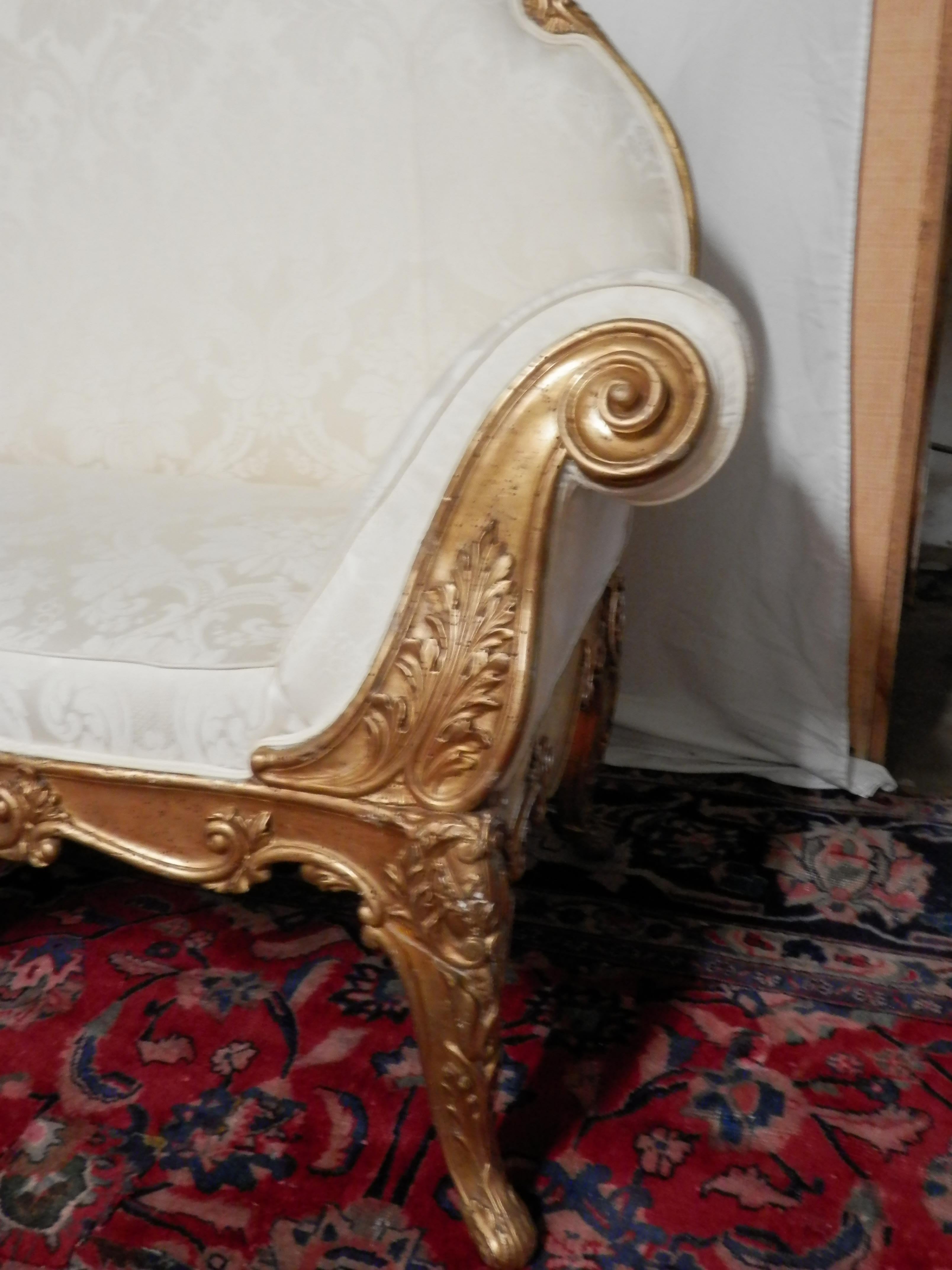 Rare Early 19th Century Italian Louis XV Gilt Carved Sofa 1