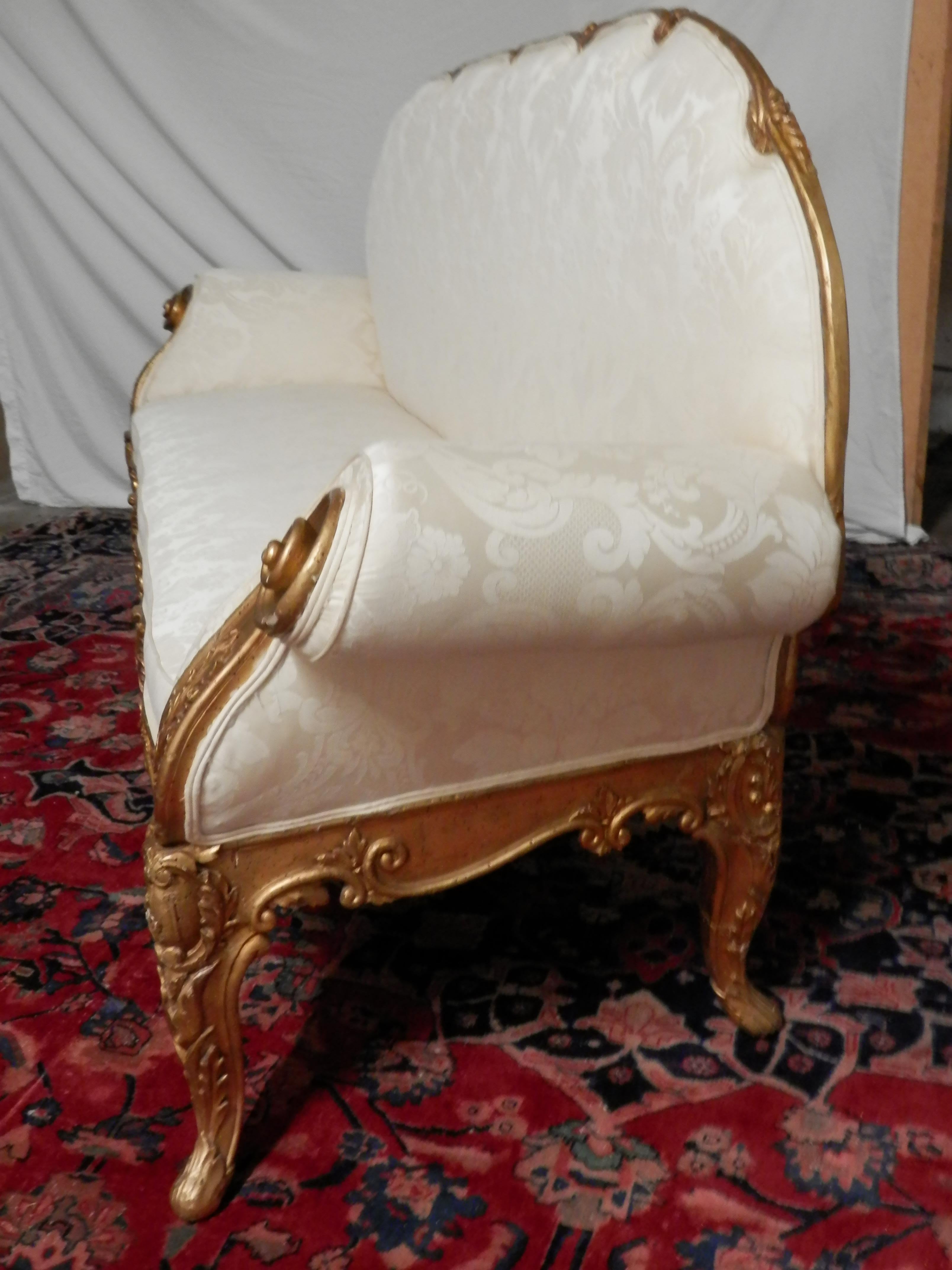 Rare Early 19th Century Italian Louis XV Gilt Carved Sofa 2