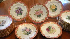 Raro servizio di porcellana rosa botanico di Parigi dell'inizio del XIX secolo per 24 persone